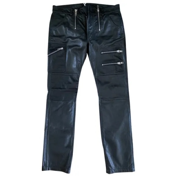 🔥DIESEL P-ZIPPS Black Leather Rocker Biker Pants - Picture 4 of 5